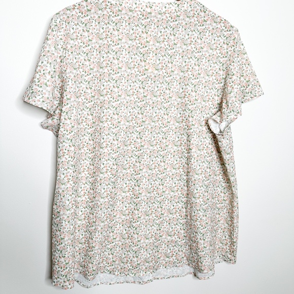 Agnes Orinda Plus Size Short Sleeve Button Down Collar Chiffon Floral Blouse |2X - Picture 6 of 7